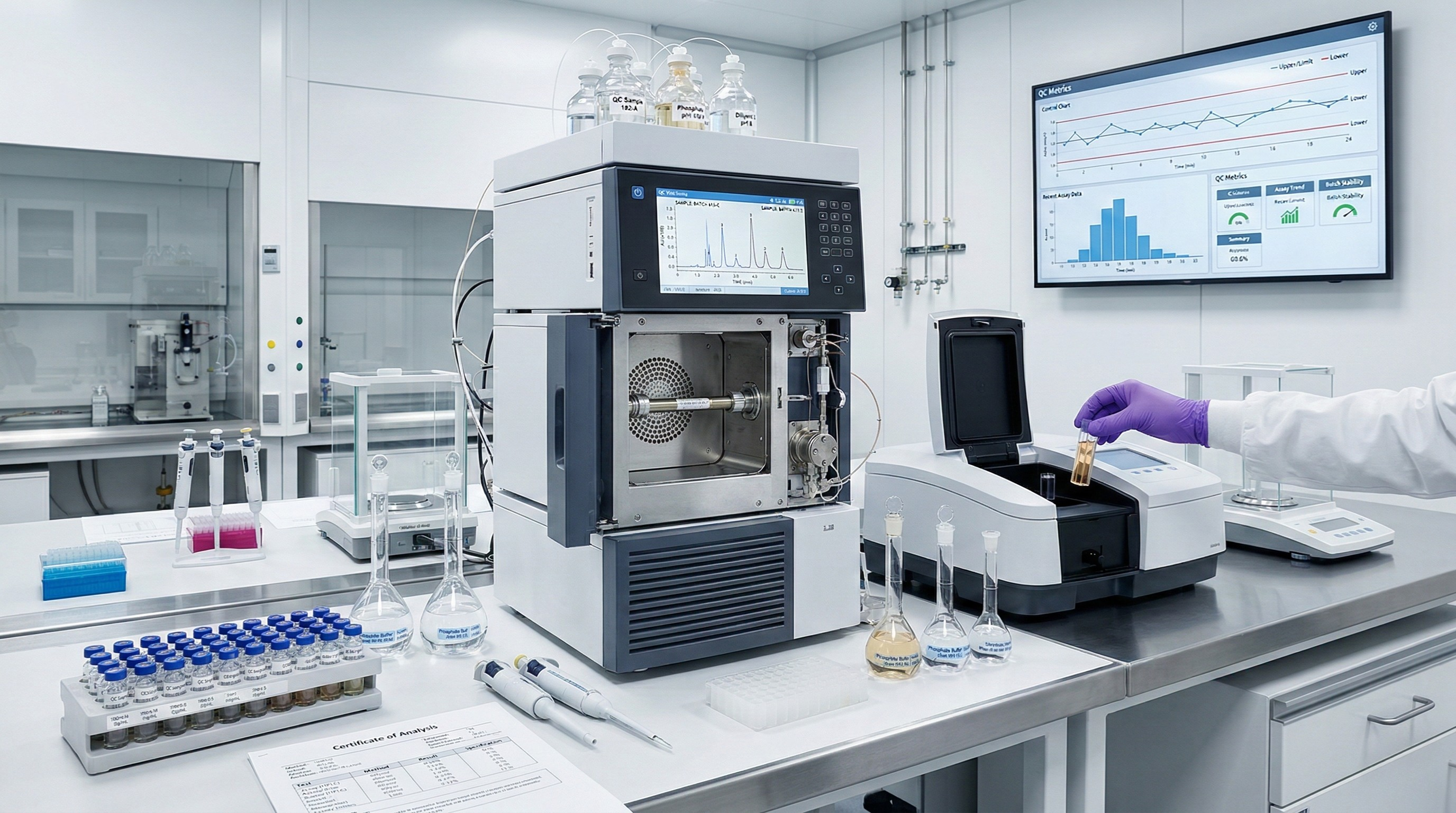 Analytical laboratory — HPLC, UV-Vis, dissolution testing